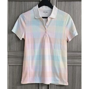 Land's End Womens Polo S(6/8) Spring Rainbow Plaid
